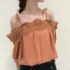 Lace Trim Off Shoulder Blouse