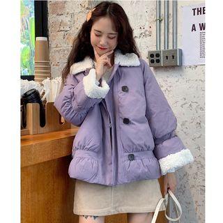 Faux Shearling-trim Buttoned Padded Jacket