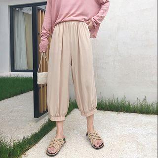 High-waist Loose-fit Plain Pants