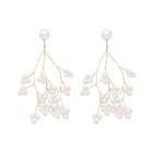 Faux Pearl Branches Fringed Earring 1 Pair - Threader Earring - 925 Silver - One Size