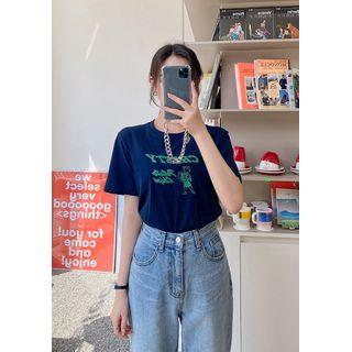 Letter Graphic Print Cotton T-shirt
