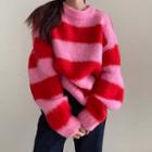 Striped Sweater Stripes - Pink & Red - One Size