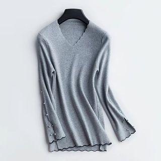 Embellished V-neck Sweater