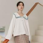 Sailor Collar Pullover Off-white - One Size