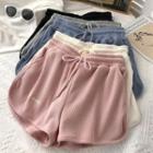 Drawstring Letter Embroidered Shorts