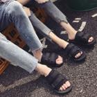 Plain Velcro Flat Slide Sandals