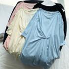 Elbow-sleeve Front Knotted Top