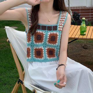 Ethnic Knit Cropped Tank Top
