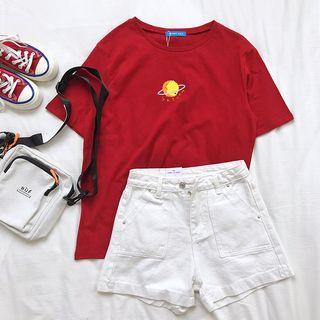 Short-sleeve Planet Printed T-shirt