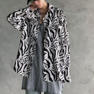 Zebra Print Buttoned Blouse