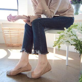 Fray-hem Brushed Fleece Lined Jeans