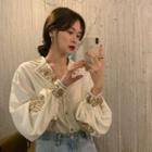 Flower Embroidered Blouse Almond - One Size