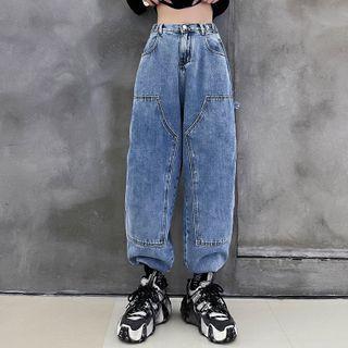 Washed Baggy Jeans Blue - One Size