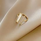 Bar Alloy Open Ring 1 Pc - J490 - Gold - One Size