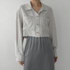 Dual-pocket Textured Crop Shirt