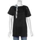 One-shoulder Typography T-shirt Black - One Size