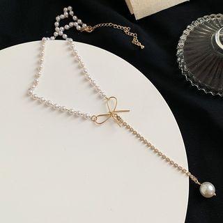 Faux Pearl Necklace Gold - One Size