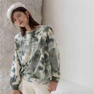 Lettering Print Tie-dye Sweatshirt