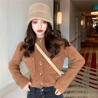 Front Pocket Cropped Open Knit Top