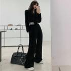 Double-breasted Cropped Light Blazer / Details High-waist Wide Dress Pants