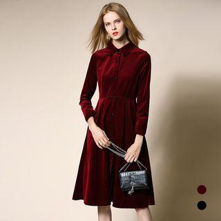 A-line Velvet Shirtdress