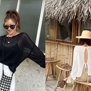 Tie-back Sheer Knit Top