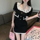 Short-sleeve Lace Panel Top / Skirt