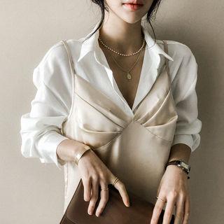 Dip-back Satin Shirt Ivory - One Size