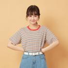 Short Sleeve Striped T-shirt Pink - One Size