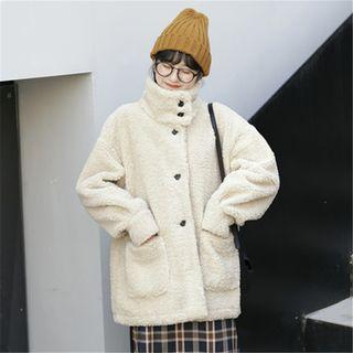 Faux Shearling Buttoned Jacket White - One Size