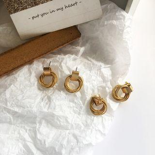 Layered Alloy Hoop Dangle Earring 1 Pair - Gold - One Size