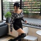 Off-shoulder Tube-hem Minidress Black - One Size