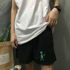 Alien Embroidered Shorts