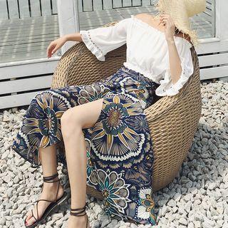 Floral Print A-line Midi Skirt 1 - One Size