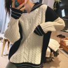 Sailor Collar Cable Knit Sweater
