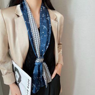 Print Light Scarf Swallow & Star - Blue - One Size