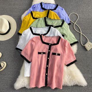 Square Neck Chiffon Crop Top