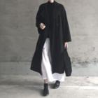 Double Breasted Long Trench Coat Black - One Size
