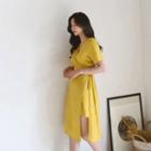 Short-sleeve Tie-waist Wrap Dress