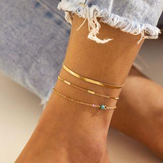 Set Of 3: Turquoise / Alloy Anklet (various Designs)