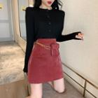 High-waist Mini A-line Skirt With Belt Bag