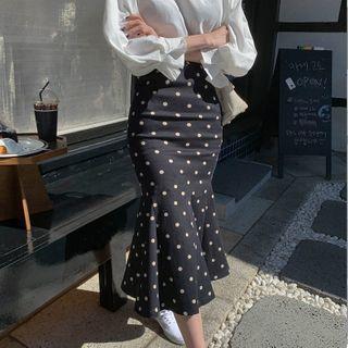 High-waist Polka Dot Slim Fit Chiffon Skirt