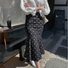 High-waist Polka Dot Slim Fit Chiffon Skirt