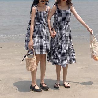 Plaid Shoulder-tie Sundress