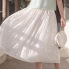 Flower A-line Midi Skirt