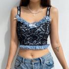 Ruffle Trim Lace Cropped Camisole Top
