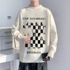Chessboard Print Sweater
