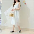 V-neck Perforated Mini Dress