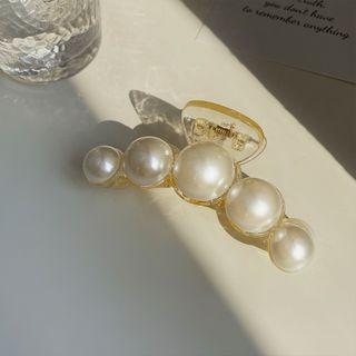 Faux Pearl Alloy Hair Clamp 1pc - Almond - One Size