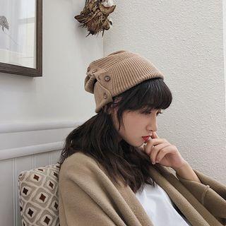 Buttoned Knit Beanie